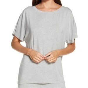 NEW Nordstrom Moonlight Easy Pajama Top Grey Short Sleeve Crew Neck Size Large L